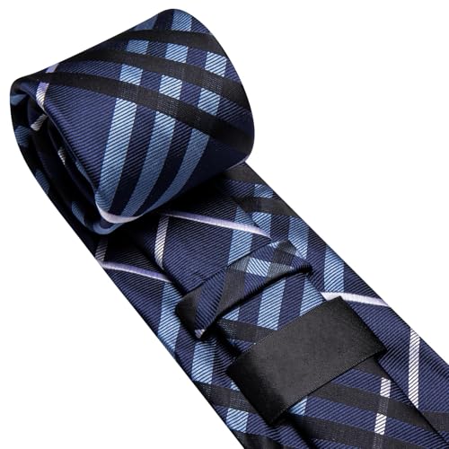 Image of Dubulle Mens Tie Set Solid Paisley Silk Striped Necktie for Men with Cufflinks Tie and Pocket Square