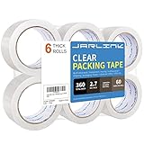 JARLINK Clear Packing Tape (6 Rolls), Heavy Duty Packaging Tape for Shipping Packaging Moving Sealing, 2.7mil Thick, 1.88 inches Wide, 60 Yards Per Roll, 360 Total Yards