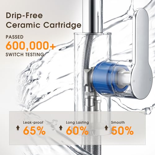 Mitigeur d'évier de salle de bain chromé Hapilife au design en acier durable