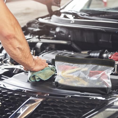 FRETONBA Small Tool Pouch with Hanging Buckle, Pvc Zippper Tool Bag with Mesh Window, Waterproof and Antistatic Pouch Bag for Spanner, Plier, Screw Storage Organiser, Transparent 4 FRETONBA Small Tool Pouch with Hanging Buckle, Pvc Zippper Tool Bag with Mesh Window, Waterproof and Antistatic Pouch Bag for Spanner, Plier, Screw Storage Organiser, Transparent - Image 4