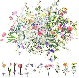 160Pcs Floral Stickers Set, Flower Stickers Scrapbooking Stickers, Transparent Decorative Stickers, Self-Adhesive Floral Style Paper Stickers for Scrapbook Bullet Notebook Journal and Card Making