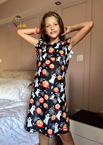 Funnycokid Girls Nightgowns Pajamas Dress 3D Printed Flutter Sleeve Sleepwear Nightdress Nightshirt for 5-12 Years2