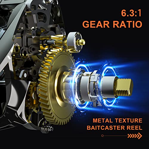 HAUT TON MATEL Mestre versão avançada molinete Baitcaster, 6,2: 1 relação de engrenagem, 5 + 1 rolam