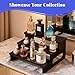 PEKER Wooden Cologne Organizer for Men, 3-Tier Solid Wood Perfume Display Stand with Carry Handles, Tiered Countertop Organizer for Cologne, Fragrance, Skincare, Candles & Spices, Black