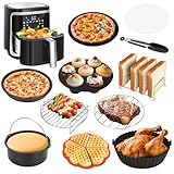 Aigostar Freidora de aire inteligente sin aceite, con 12 Piezas Airfryer Accesorios, Conexión Wifi, 1900W, 7L, Modo manual, Pantalla LED táctil, 7 funciones preestablecidas
