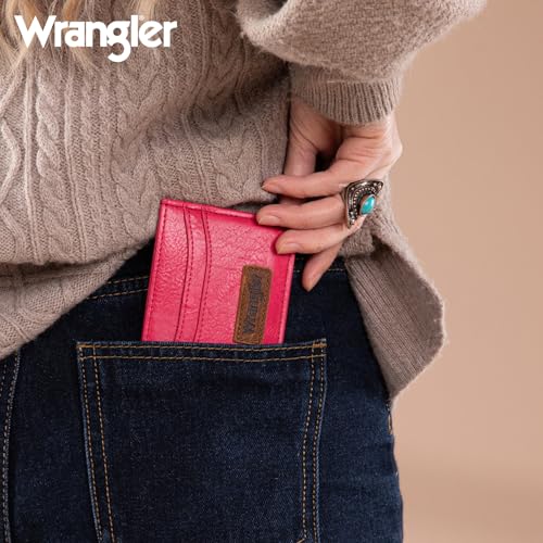 Image of Montana West X Wrangler Card Wallets for Women RFID Blocking Minimalist Pink Card Holder Womens Small Pocket Wallet