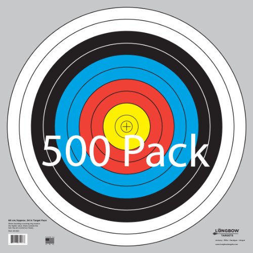 Longbow Targets 60 cm / 24 in Bullseye Archery and Gun Targets (4, 10, 25, & 100 Packs)