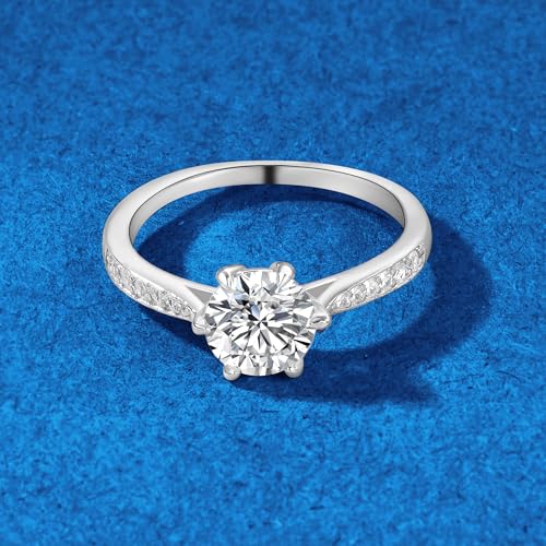 VOLUKA 925 Sterling Silver Simulated Dimond CZ 1CT Cubic Zirconia Rings for Women Classic Eternity Band Rings Promise Wedding Statement Engagement Rings2