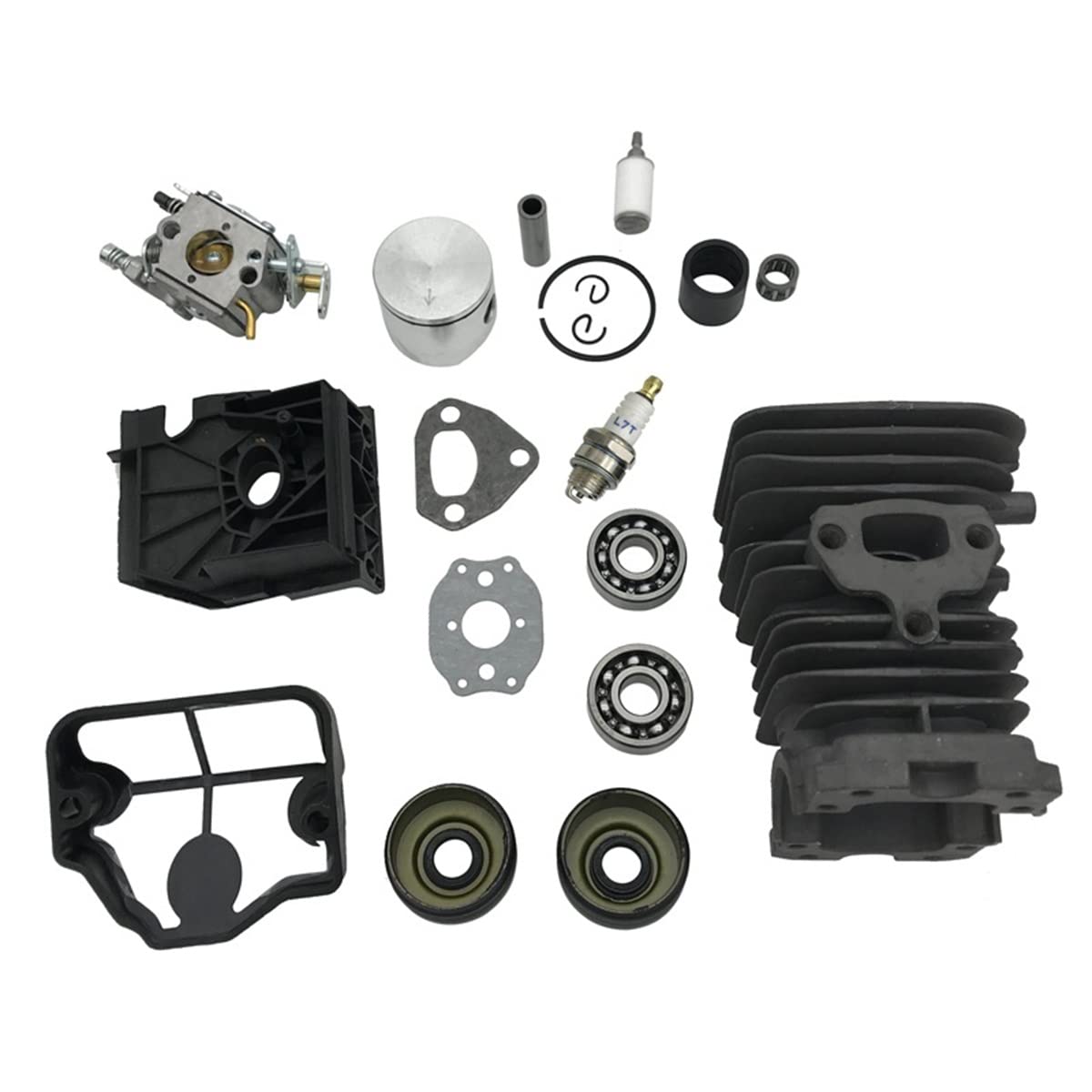Patio, césped y jardín Kit de filtro de aire de carburador de bujía de pistón de cilindro de 40mm compatible con 142 141 piezas de repuesto de motosierra Piezas y accesorios para herramientas eléctric