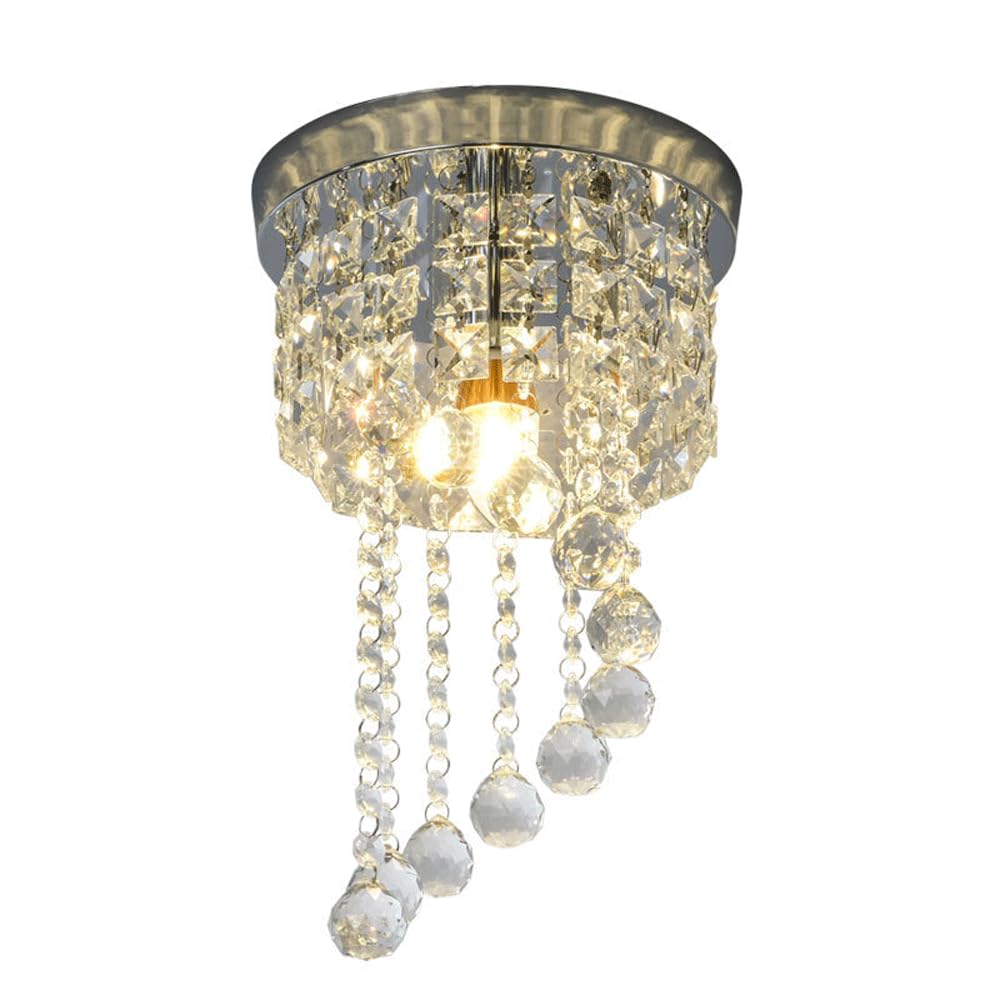 FYZDLAOR Crystal Chandelier,Mini Chandelier,Crystal Flush Mount Ceiling Light, Modern Chandelier Lighting Fixture for Bedroom, Hallway, Bar, Kitchen, Bathroom