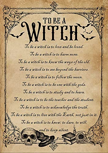 Eeypy to Be a Witch List Wicked Witch Halloween Art Witch with Brooms Witch and Moon Art Metal Tin Sign Poster Wall Plaque