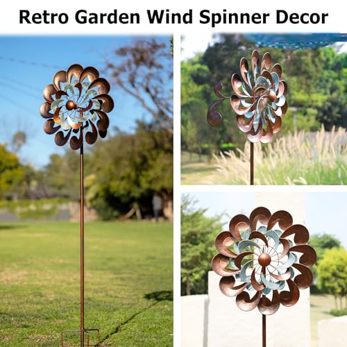 Image of Wind Spinners for Yard and Garden Large, 84 Inch Wind Spinners Outdoor Metal, Wind Sculptures & Spinners Birthday Gifts for Family or Friends(Classical Flower)
