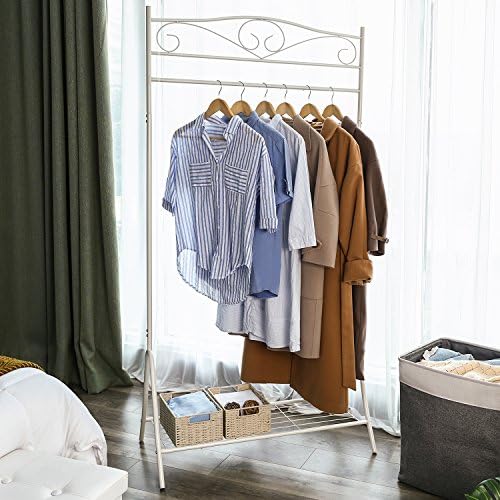 SONGMICS New Garment Coat Rack Clothes Rail Hanger 173 x 90 x 44.5 cm Cream HSR01W