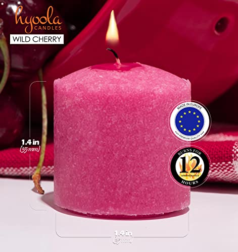 Image of HYOOLA Scented Votive Candles - Wildcherry Votive Candles -12 Hour Burn Time - 9 Pack - European Made