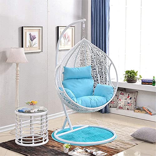 Image of Zenheaven Single Seater Swing Chair with Stand & Cushion Outdoor Indoor Balcony Garden Patio,Powder Coated Frame,UV Protected Wicker,Premium Cushion AD-39