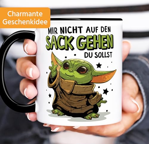MoonWorks Kaffee-Tasse mit Spruch Mir nicht auf den Sack gehen du sollst Baby Bürotasse lustige Kaffeebecher Weiss-innen-schwarz standard – Ansicht 2