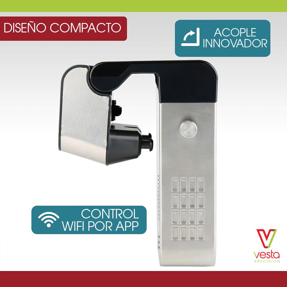 Vesta Precision Termocirculador Profesional Imersa Expert SV320 para Cocinar a Baja Temperatura | Incluye App de Control Wi-Fi y Temporizador | Máquina de Cocción al Vacío Color Negro