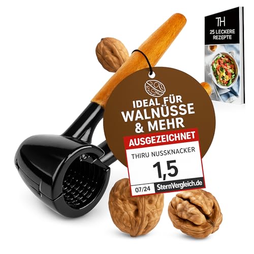 Thiru Nussknacker mit edlem Holzgriff 16cm - 100 Tage risikofrei testen - Nussknacker für Walnüsse...
