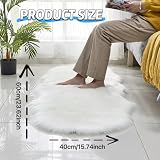 Teppiche aus gefälschter Wolle aus künstlichem Leder Super weiche Wollfilm-Teppiche Lange Filmteppiche Optische Imitation Lanasmatratze Sofa Kissen 40 x 60 cm - Weiß