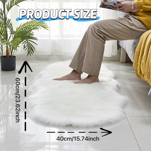 Teppiche aus gefälschter Wolle aus künstlichem Leder Super weiche Wollfilm-Teppiche Lange Filmteppiche Optische Imitation Lanasmatratze Sofa Kissen 40 x 60 cm - Weiß