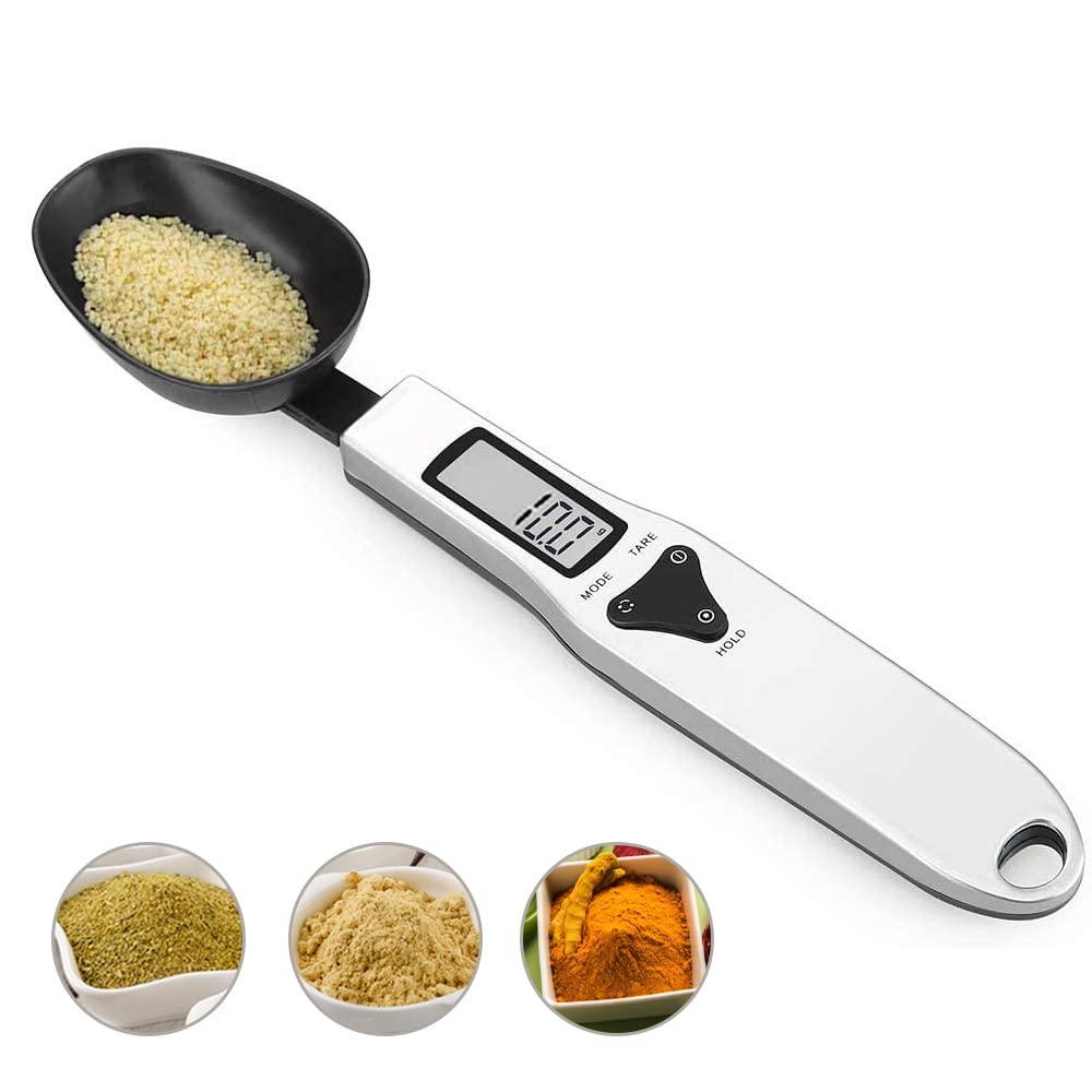 Photo 1 of 3T6B Kitchen Measuring Spoon Food Scale Digital Multi-Function Digital Spoon Scale, Weight from 0.1 Grams to 500 Grams Support Unit g/oz/gn/ct (with 2 AAA Batteries) Silvery