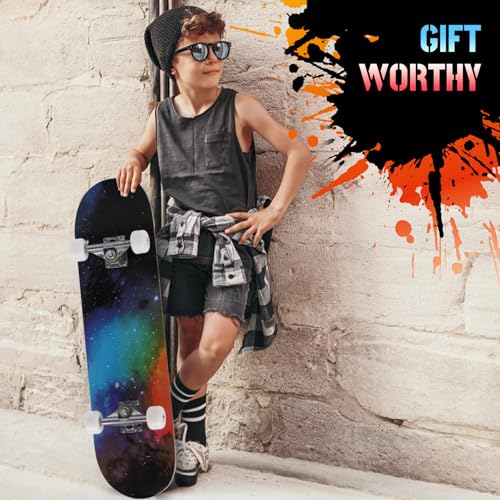Image of Pro Complete Skateboards for Beginners Girls Boys Kids Youths Teens Adults 31 inchx8 inch Skate Boards 7 Layers Canadian Maple Double Kick Deck Concave Longboard