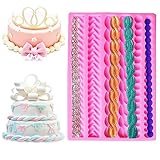 【Material de alta calidad】 El molde de silicona para fondant para pasteles utiliza material de silicona de grado alimenticio, que es duradero. Los moldes de fondant para decoración de bordes de pasteles se pueden hacer en tres formas decorativas, retorcidas, en forma de perla y en forma de cuerda, para satisfacer sus diferentes necesidades de decoración de pasteles.