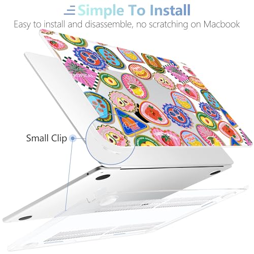 Image of MEEgoodo Case for M5 /M4 /M3 /M2 MacBook Air 13 inch 2026 2025 2024 2022, Fit Model A3449 /A3240 /A3113 /A2681, Case Compatible with MacBook Air 13.6-inch, Fruit & Sticker