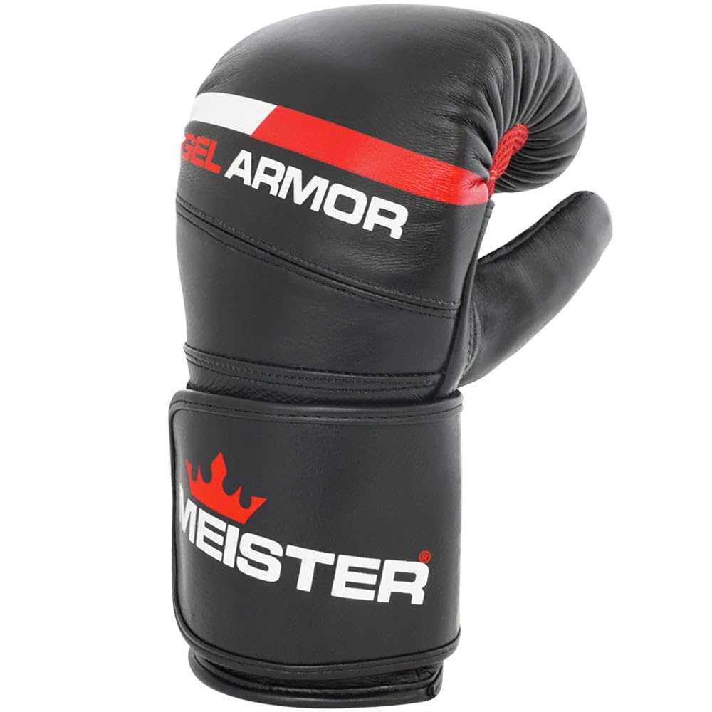 Meister Gel Armor Gants de Sac en Cuir Pleine Fleur de Vachette avec Support de Poignet - Noir