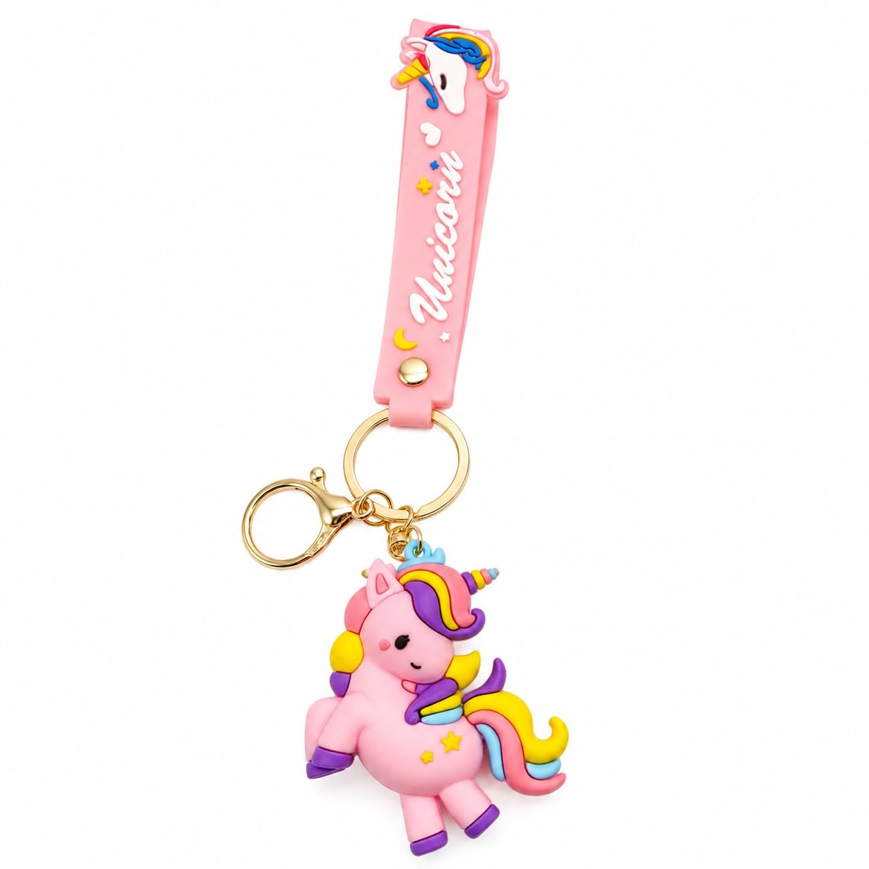 Cute Unicorn Silicone Keychain with Wrist Strap, Cartoon Unicorn Key Ring for Car Keys, Bike Keys, Backpack, Handbag & Purse, Soft Rubber Key Chain, Assorted Color & Design, Pack of 1-image-37