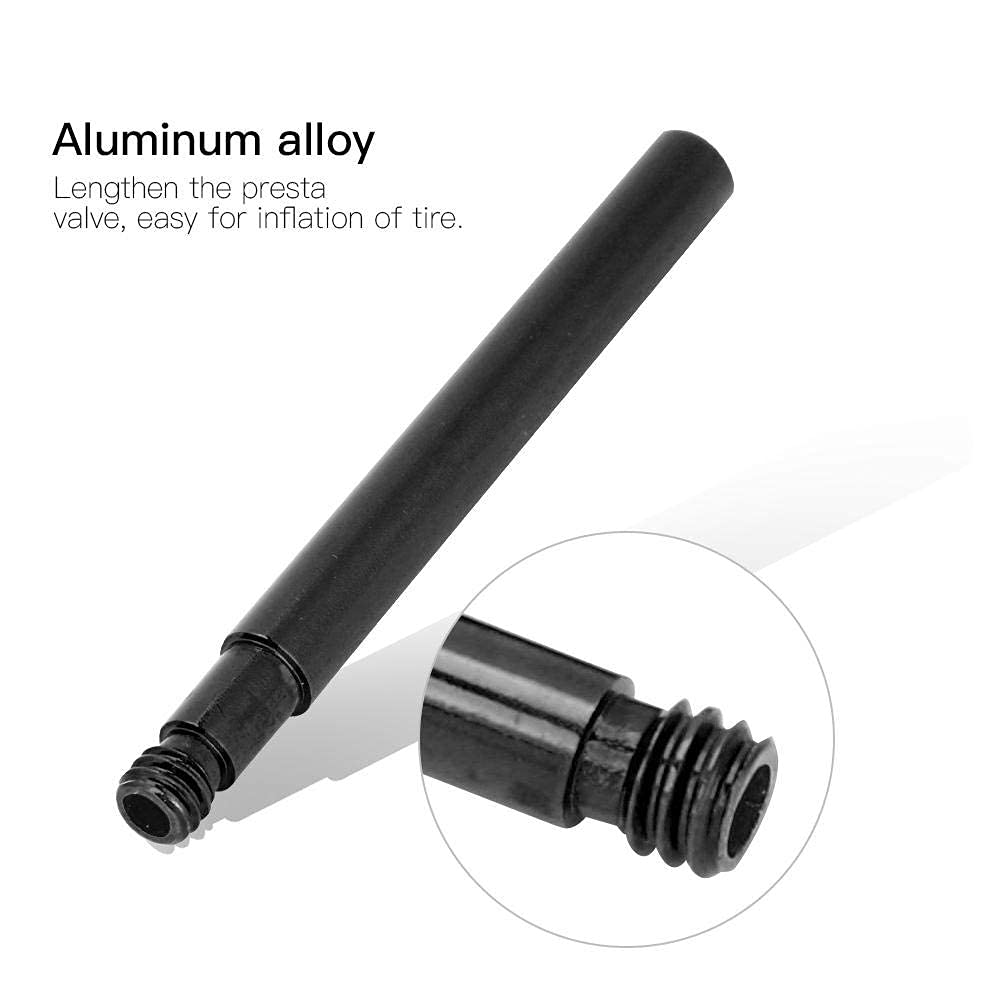 Presta Valve Extender per bicicletta, estensione delle valvole pneumatici 2Pcs da 60 mm(nero)