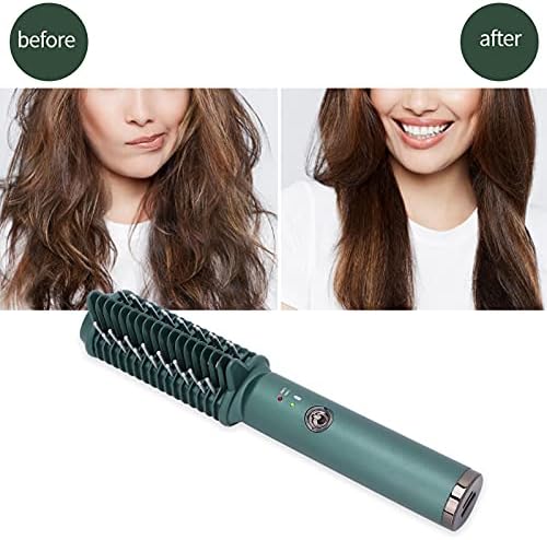 Ionic Hair Straightening Brush, USB Fast Heating Temperature Adjustable Hot Comb and Hair Curling Iron Suitable for Hairless Silky Hair, Anti Scalding and Automatic Shedding