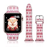 FTFCASE Christmas Snowflake Watch Bands Compatible with Apple Watch 41mm 40mm 38mm, Flower Printed Soft Silicone Sport Strap Replacement for iWatch SE Series 8 7 6 5 4 3 2 1 for Women Men Girls