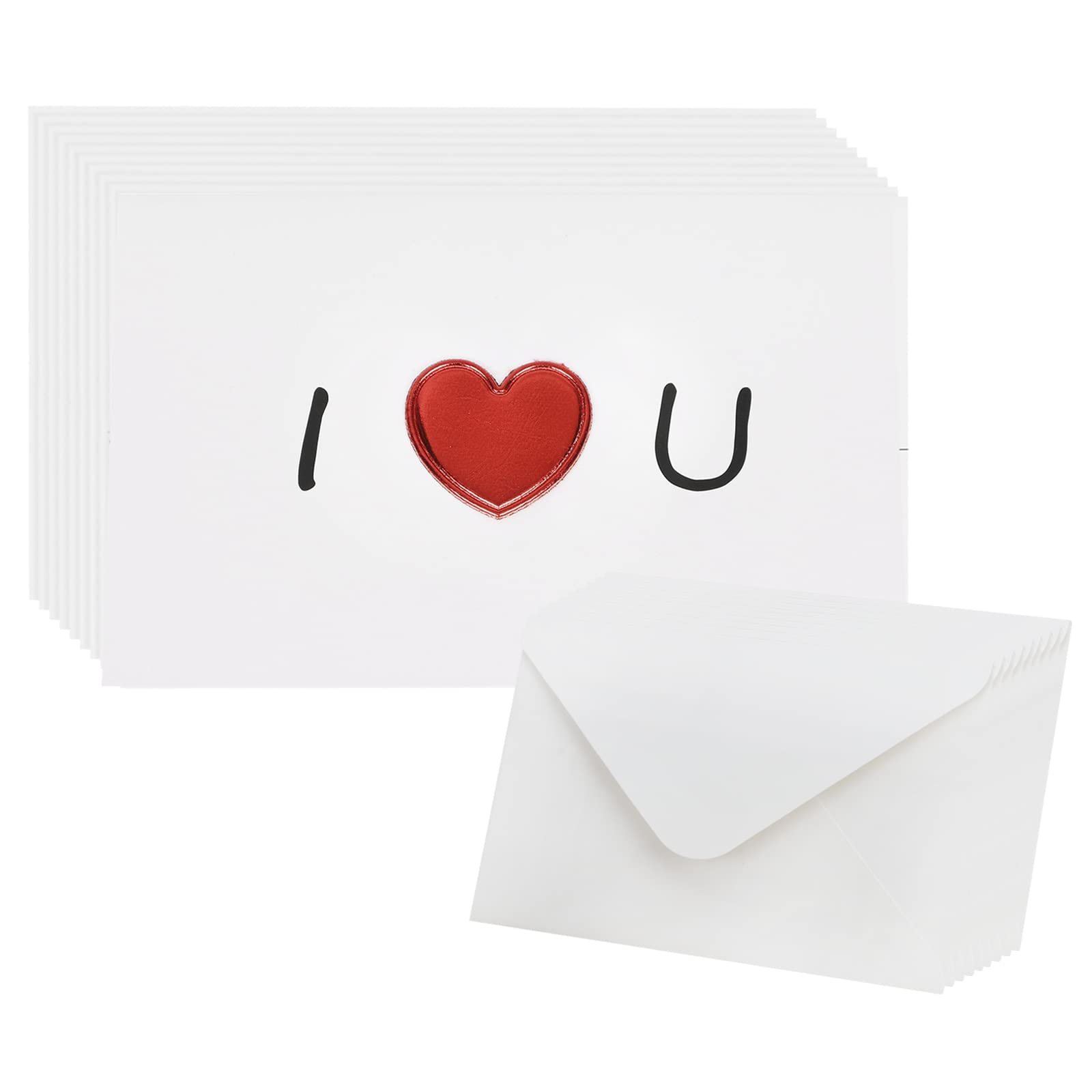 10 Pack Love Heart Greeting Cards with Envelopes Blank Inside Love You Card Birthday Card Valentines Card Wedding Anniversary Cards Engagement Card for Her, Him, Girlfriend, Boyfriend, Wife, Lover