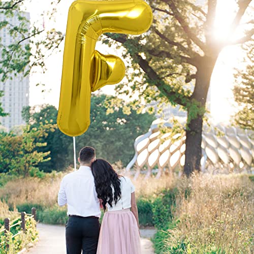 Image of TONIFUL 40 Inch Gold Letter F Balloons, Helium-Filled Foil Mylar Big Balloons for 2026 New Year Eve Graduation Wedding Baby Shower Birthday, Anniversary Decorations
