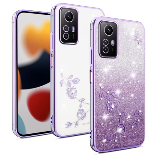 Cover Glitter per Xiaomi Redmi Note 12s 4G Custodia Bling Brilla Ultrasottile Trasparente Antiurto Carino Scintillante con Donne e Ragazze - viola