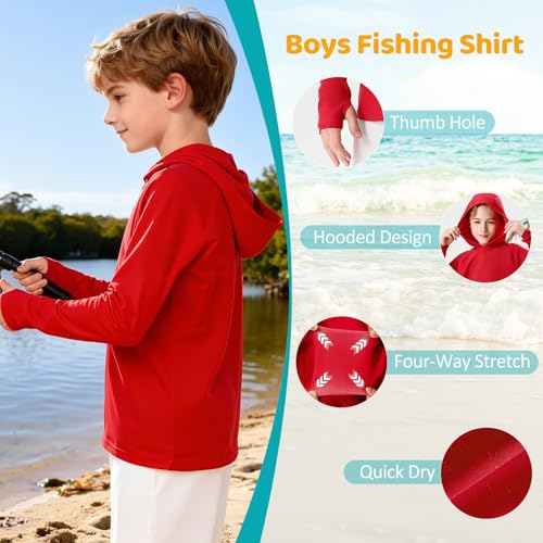 Image of Boys Rash Guard Toddler Swim Shirts Long Sleeve Kids Fishing Shirt UPF 50+ Sun Protection Swim Top with Thumb Hole