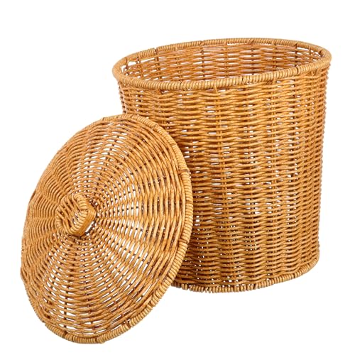 Panier à linge tissé gain de place avec couvercle rigide de protection