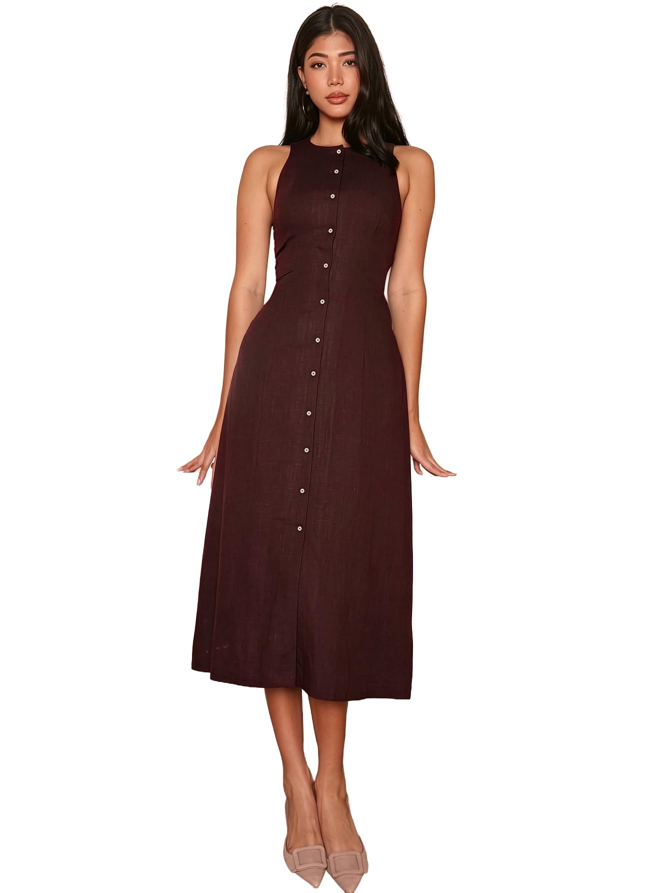 aahwan Casual Cotton French Style Front Button Sleeveless Dress for Women's & Girl's-picture-7