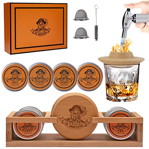 Cocktail Smoker Kit | Whiskey Smoker Kit | Bourbon Smoker kit | Old Fashioned Smoker Kit for Men with Stand, Torch & Wood Chips | Whiskey Gift for Men (No Butane Incl.)