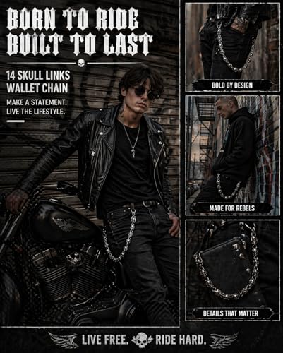 Image of Wallet Chain - Skull Chains for Pants Jeans Purse Bag, Punk Gothic Style,Suitable for Parties /Stage Performances /Everyday Wear, emo Y2K accessories
