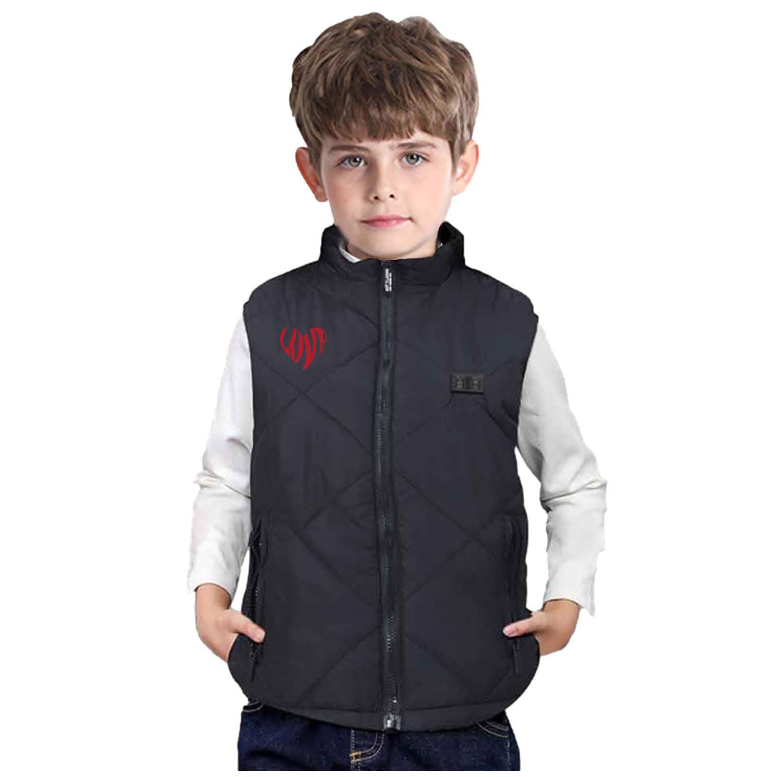 YAOJIWANG Chaleco Calefactable para Niños Chaqueta Impermeable Chaqueta Softshell con Calefaccion USB Chaqueta Termica de Invierno Abrigo Calefactable Lavable para Esqui Trekking Montaña Ciclismo