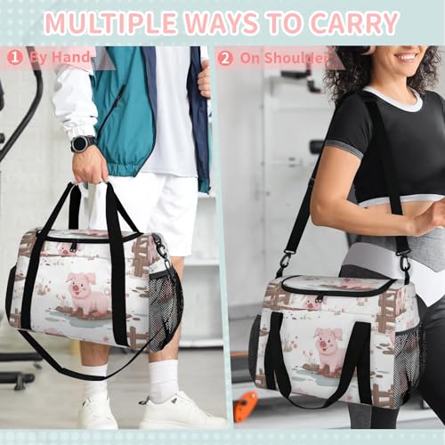 Pig Fence Flowers Flowers Travel Duffel Bag Weekender Overnight Bags for Women Men Foldable Waterproof Tote Bag with Trolley Sleeve4
