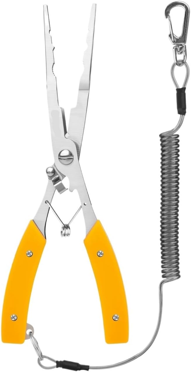 Fishing H06 7.8in Multifunctional Locked Pliers Stainless Steel Hook Remover Line Scissors Crimper Tool