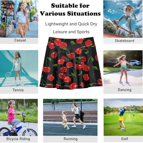 visesunny Girls Flowy Pleated Skirt Cherry Tennis Golf Fashion Short Skorts for Casual Dance Outfit4