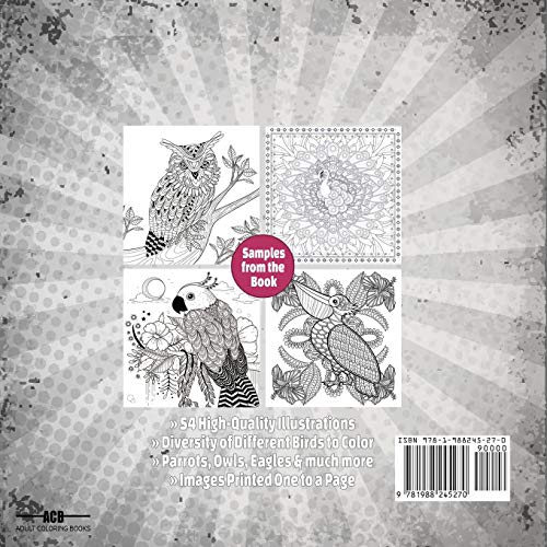 Brilliant Birds Coloring Book for Adults: 54 Bird Coloring Pages Including Parrots, Owls, Peacocks, Eagles, Ducks and More Beautiful Bird Pictures to Color - Image 2