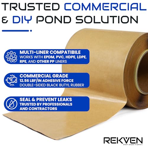 Image of Pond Liner Seam Tape - 30 Feet x 6 Inch - Double Sided Butyl Tape - Bond Seal or Repair EPDM PVC HDPE LDPE RPE LLDPE - Perfect for Small or Large Fish and Koi Ponds Waterfalls and Water Features