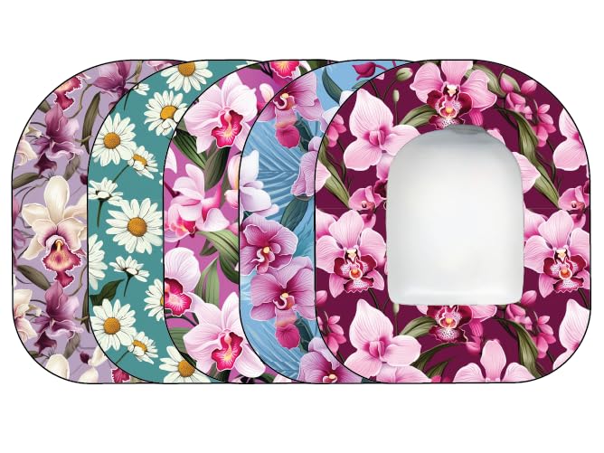 Glucomart OmniPod 5 Adhesive Patches 5-Pack Waterproof Adhesive Patches for Omnipod No-Lift Omnipod Patches Floral OmniPod 5 Patches Omnipod Stickers Omnipod Cover Omnipod Tape