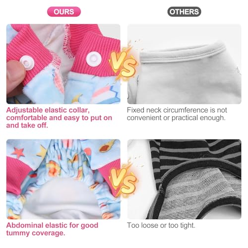 Image of BEAUTYZOO Dog Pajamas, Soft Stretchy Fleece Puppy Sweater for X-Small Dogs | Velvet Jumpsuit for Girl Boy Puppies, Breathable Pet Pjs, Warm Jammies Onesies in Cold Weather, Galaxy, Blue XS