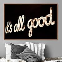 Framed Canvas Wall Art Illuminated Words 3D Industrial Inspirational Multicolor Neon Pop Art Quotes Typography Urban - 16x24 inches